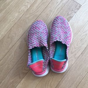 Purple and Pink Skechers Slip-ons